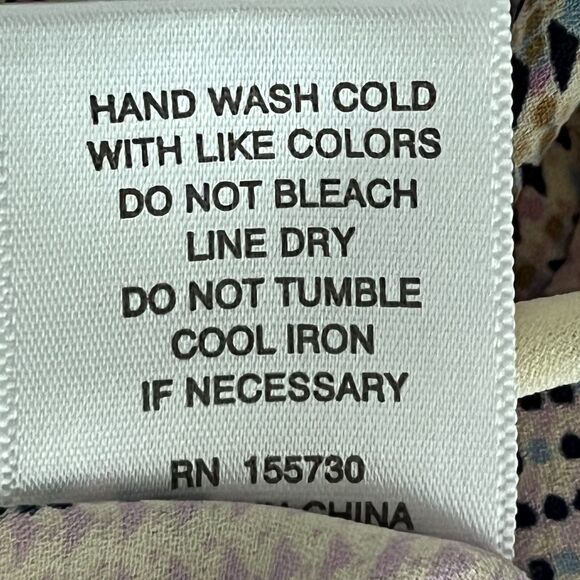 Rose & Olive Button Up Shirt 1X Geometric Pastel 3/4 Sleeve Work‎ Semi Sheer - Picture 10 of 10